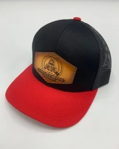Cowlitz River Rigging Rugged Work Wear Black & Red CRR Logo Leather Patch Hat
