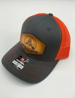 Cowlitz River Rigging Gray & Orange CRR Logo Leather Patch Hat