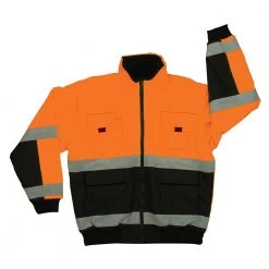 Cowlitz River Rigging Orange/Black Class 3 Bomber Jacket Rugged Work Wear