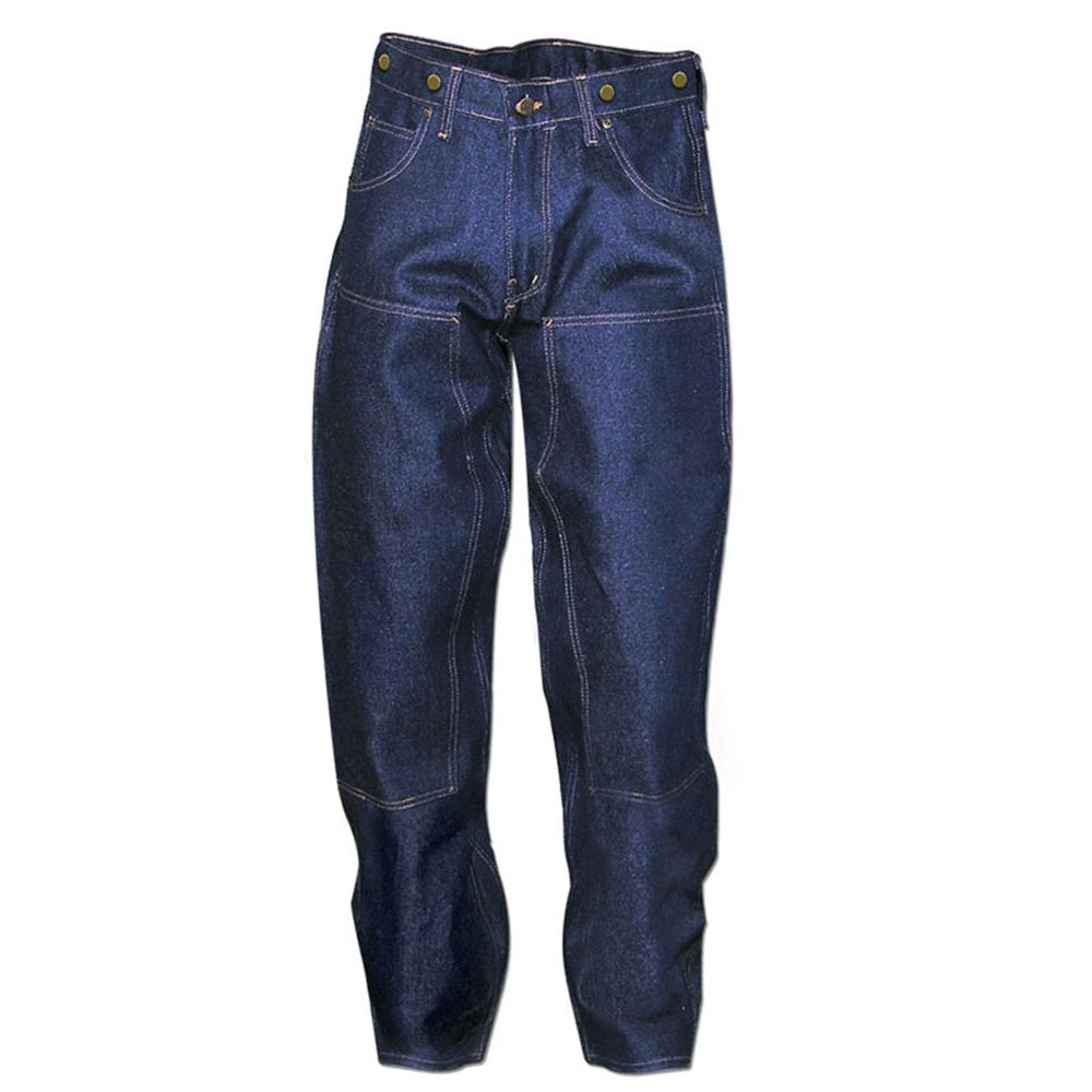 Rugged Work Wear Prison Blues Double Front Work Jeans With Suspender Buttons 3 Rugged Work Wear Prison Blues Double Front Work Jeans With Suspender Buttons