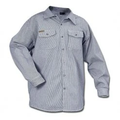 Prison Blues Long Sleeve Button-Front Hickory Work Shirts Rugged Work Wear